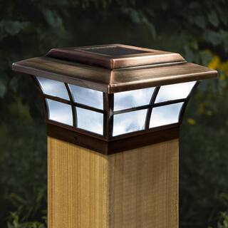 CLASSY CAPS Prestige 6 in. x 6 in. Outdoor Electroplated Copper LED Solar Post Cap (2-Pack) SLO86