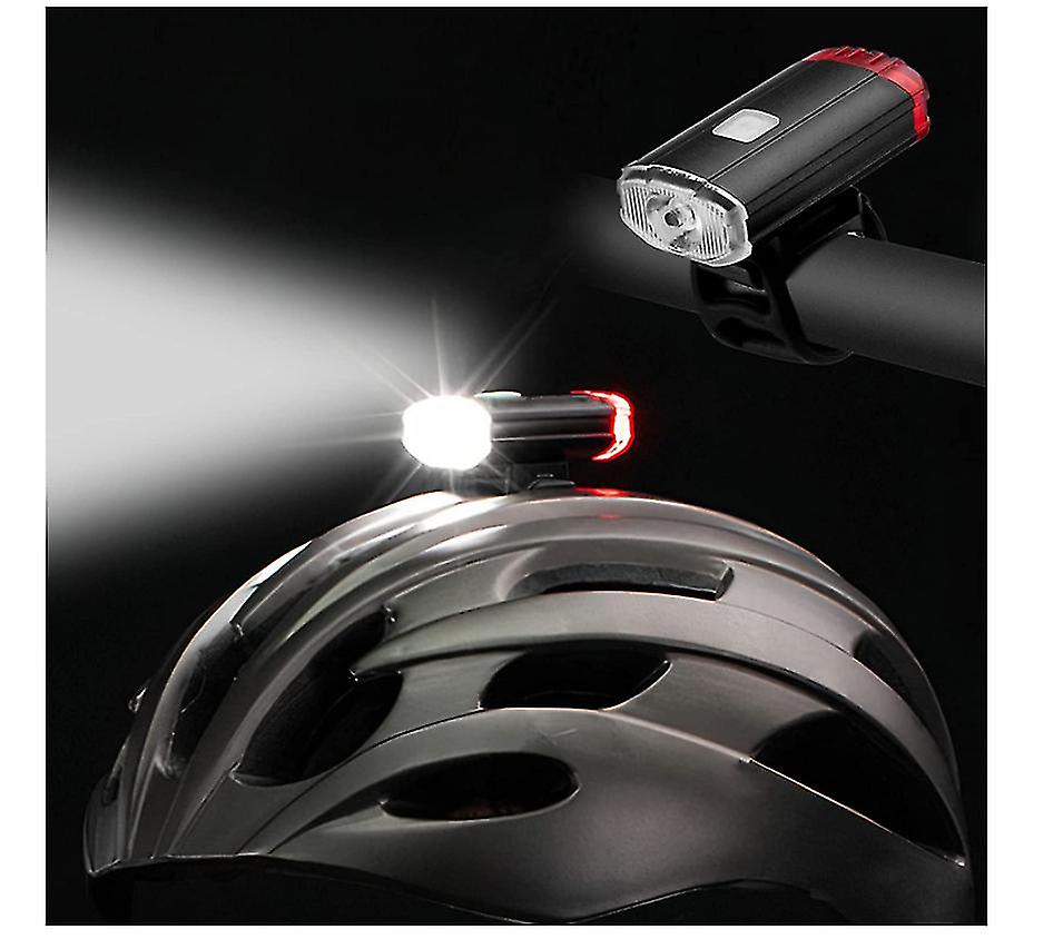 Bike light， Bike Helmet Light， USB Rechargeable Dual Front and Rear Bright Bike Light，IPX3 Water Resistant Portable Bicycle Light (Black)