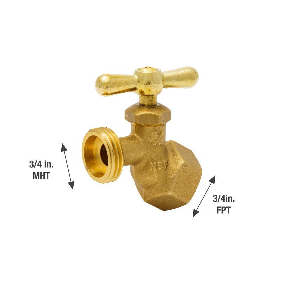 Everbilt 34 in. x 34 in. FIP x MHT Brass No-Kink Hose Bibb Valve 102-404EB