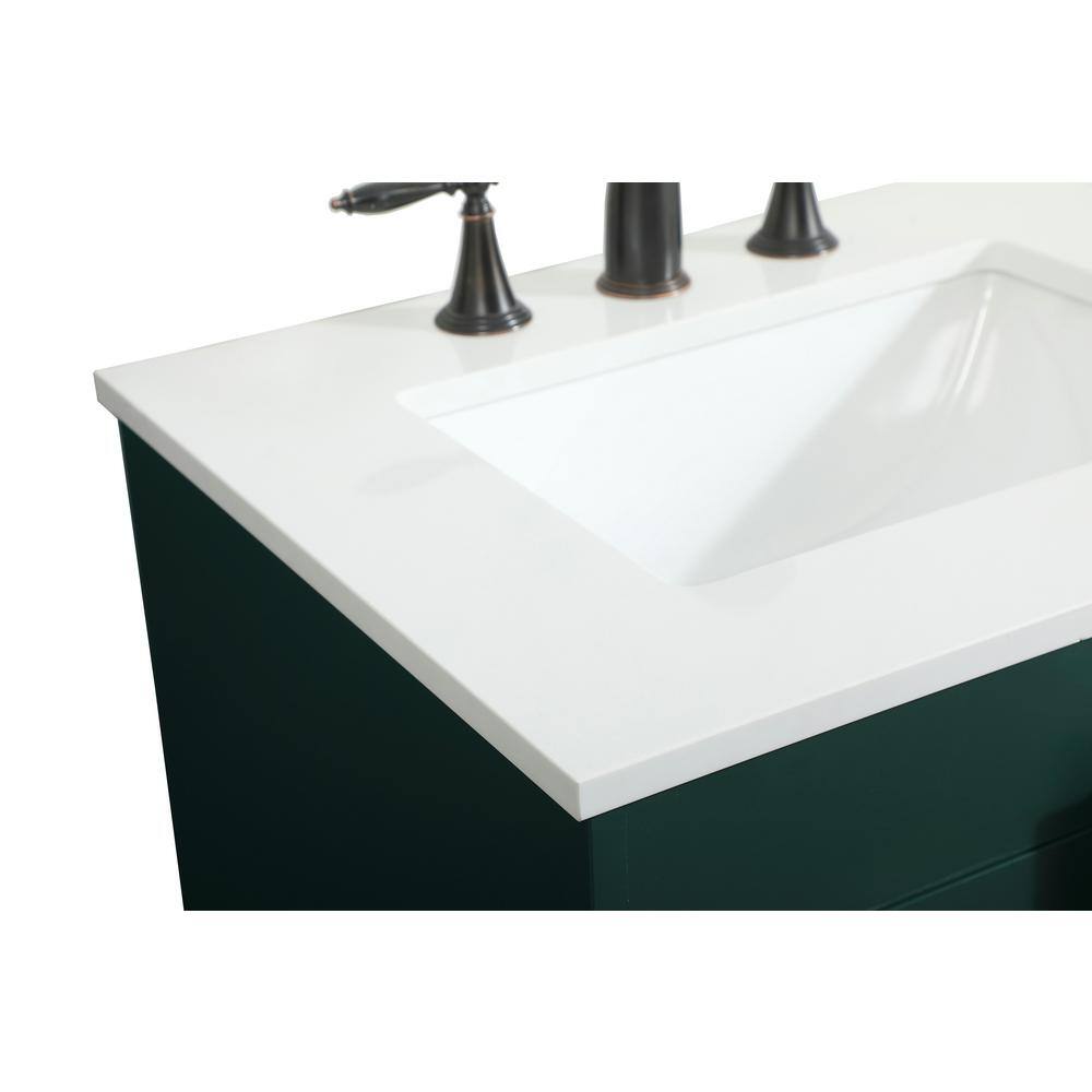 Timeless Home 19 in. W x 24 in. D x 33.5 in. H Bath Vanity in Green with Ivory White Quartz Top TH97648MGN