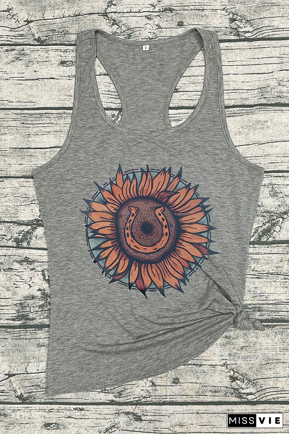 SUNFLOWER & HORSESHOE Printed Sleeveless Tank Top Wholesale