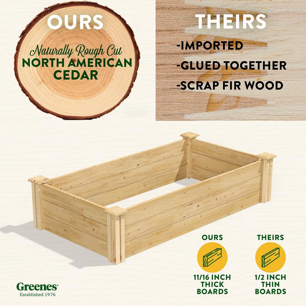 Greenes Fence 2 ft. x 4 ft. x 10.5 in. Original Cedar Raised Garden Bed RC24484T