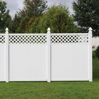 Veranda Lewiston 6 ft. H x 6 ft. W White Vinyl Lattice Top Fence Panel 128011