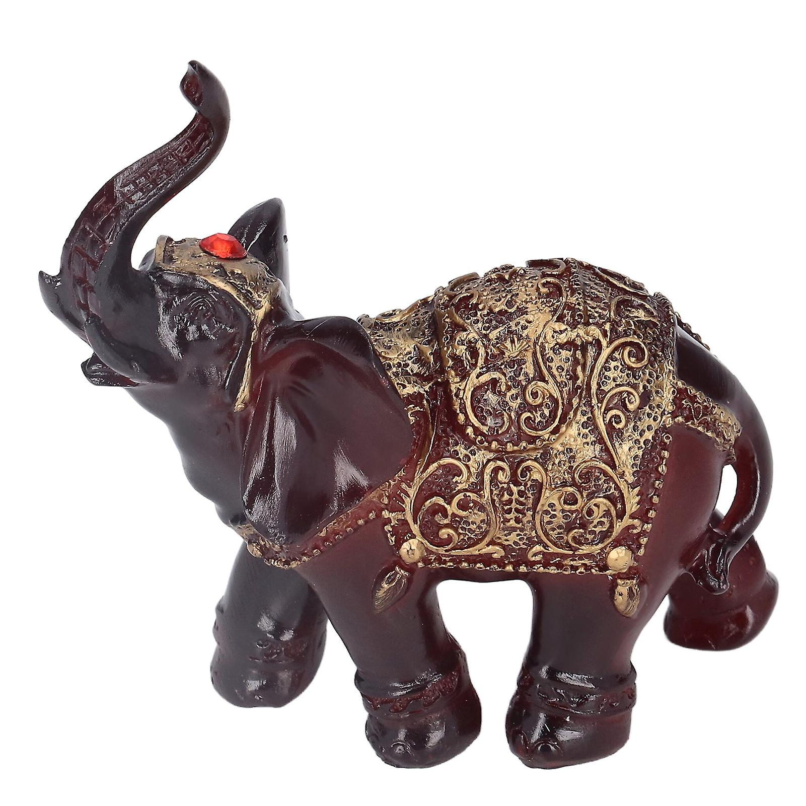 Elephant Figurines Durable Resin Delicate Texture Retro Style Symbolize Power Good Luck Prosperity Elephant Statue