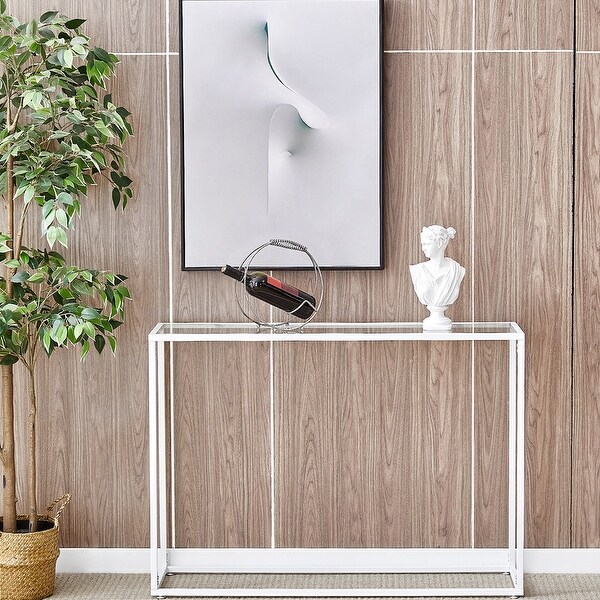 Modern Multifunctional Tempered Glass Tabletop Console Table