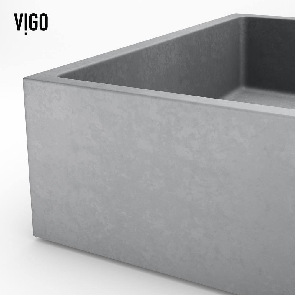 VIGO Orvieto Gothic Gray Concreto Stone 15 in. L x 24 in. W x 5 in. H Rectangular Vessel Bathroom Sink VG04070