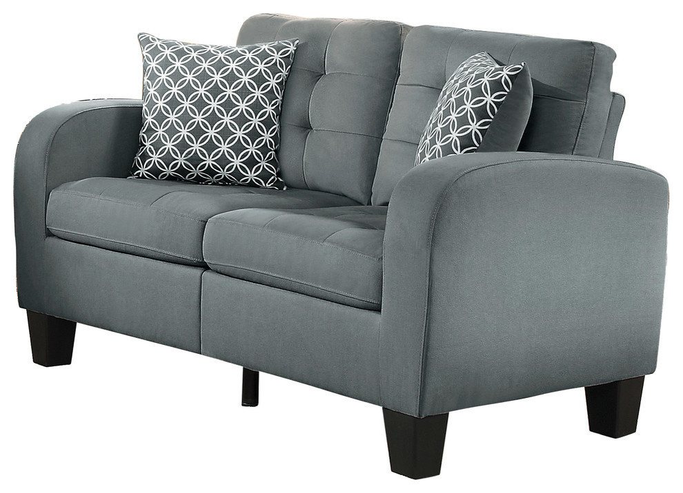 Dexter Love Seat With 2 Pillows   Transitional   Loveseats   by Lexicon Home  Houzz