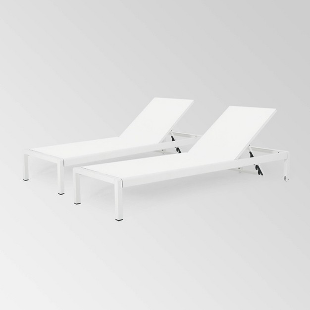 Cape Coral 2pk Aluminum Chaise Lounge White Christopher Knight Home