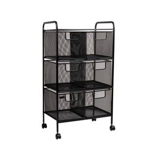 Mind Reader 6 Drawer Office Cart File Storage Cart Utility Cart Office Storage Heavy Duty Multi-Purpose Cart in Black 6DRMESH-BLK