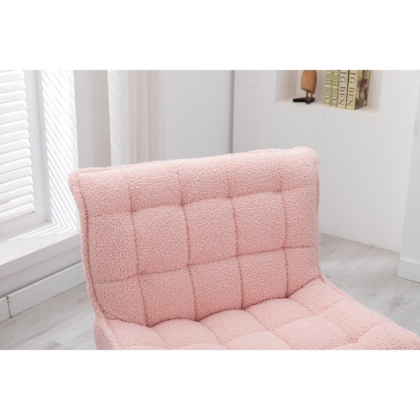 Modern Soft Teddy Fabric Material Upholstered Accent Chair Lounge Chair Leisure Chair with Ottoman and Ergonomic Backrest