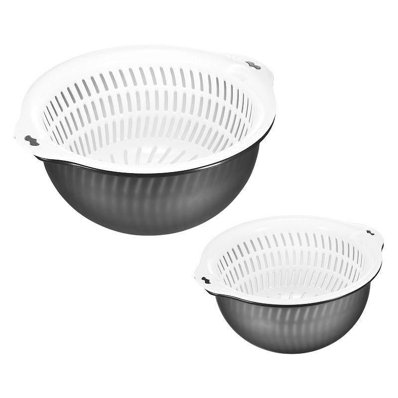 Rice Bowl Drain Basket Mesh Strainer Colander Food Filter Basket 2Pcs， Large and Small