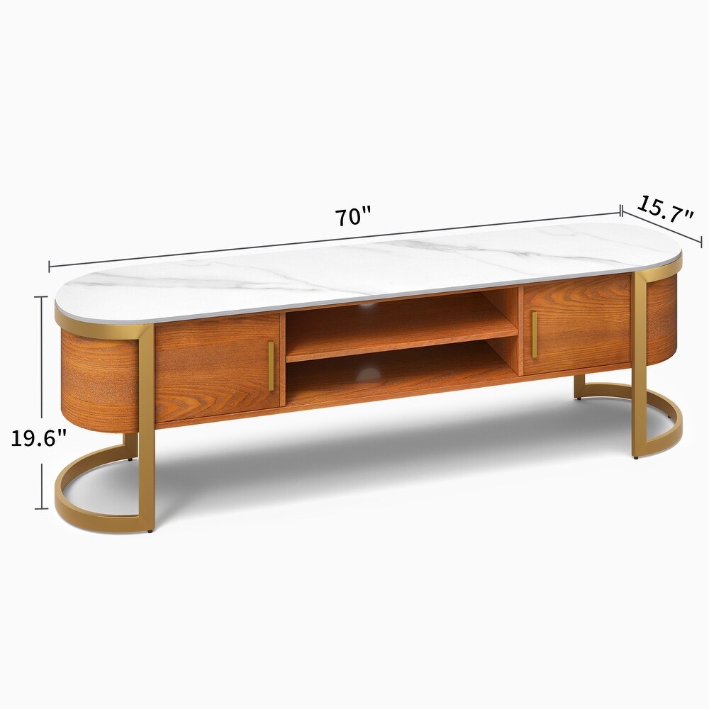 Moasis 70 inch Mid Century Marble TV Stand Media Console