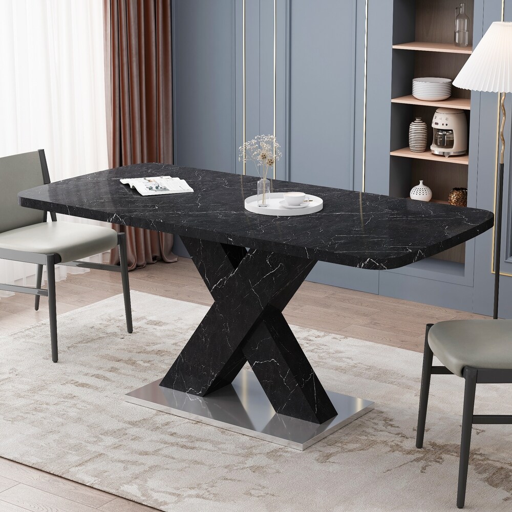 Ouyessir Extending Square Dining Table with X Shaped Base for Small Space