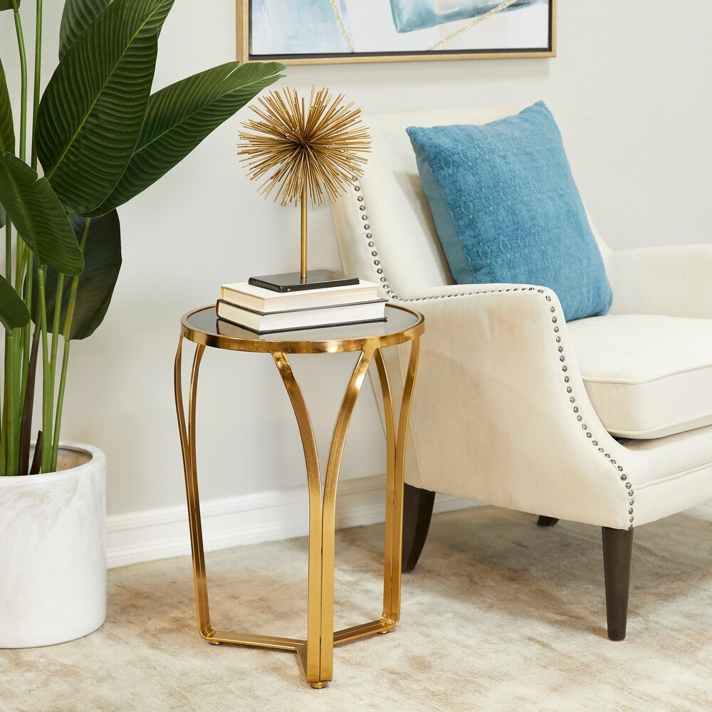 Gold Metal Contemporary Accent Table   16 x 16 x 23