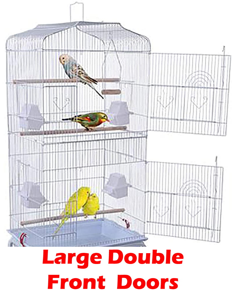 Large 36-inch Open Top Portable Hanging Travel Bird Flight Cage for Parakeets Finches Canaries Lovebirds Small Quaker Parrots Cockatiels Budgie Green Cheek Conure