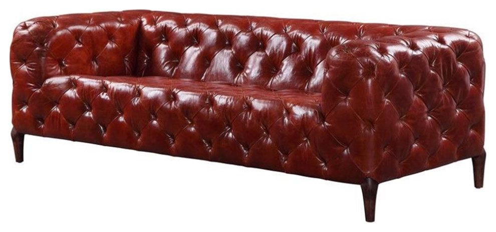 ACME Orsin Sofa in Merlot Top Grain Leather   Contemporary   Sofas   by Homesquare  Houzz