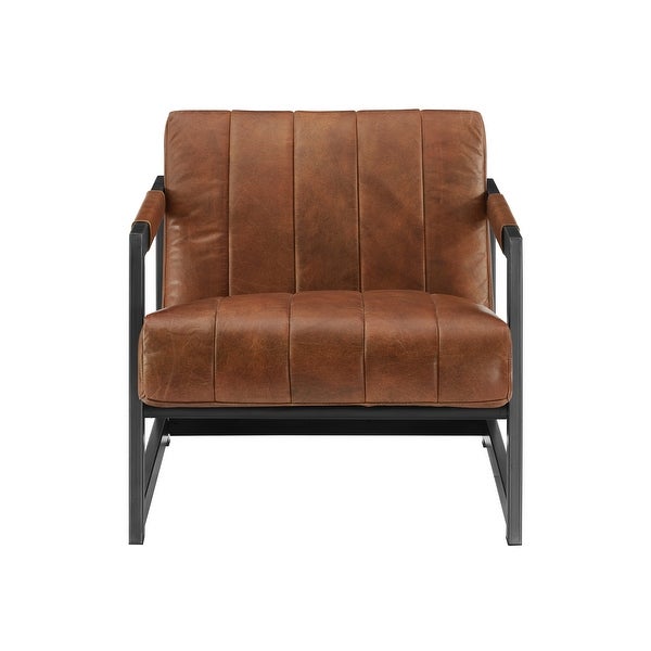 Art Leon Genuine Leather Accent Arm Chair