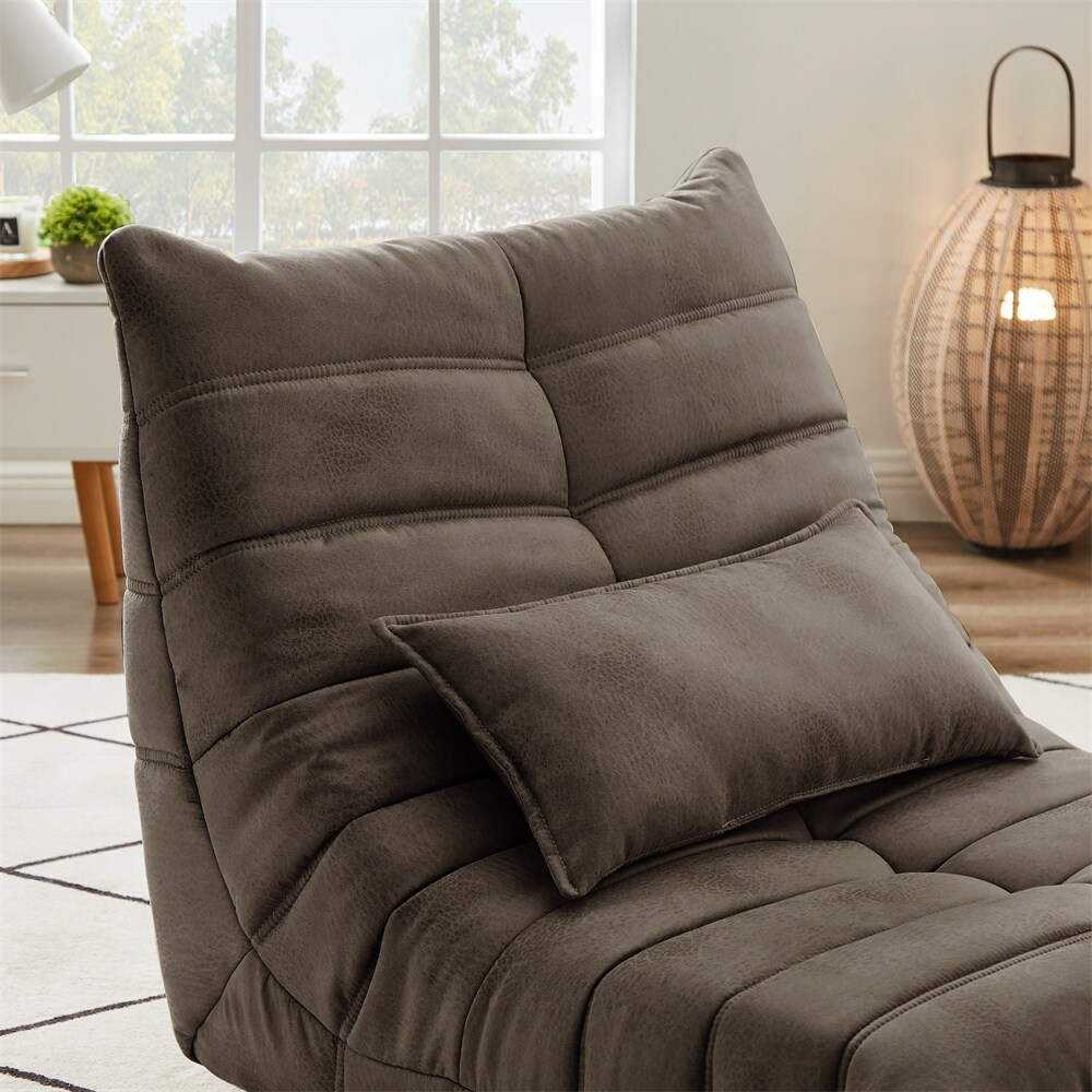 Soft Suede Lounge Chair Lazy Floor Sofa Accent Bean Bag Couch for Living Room Chair