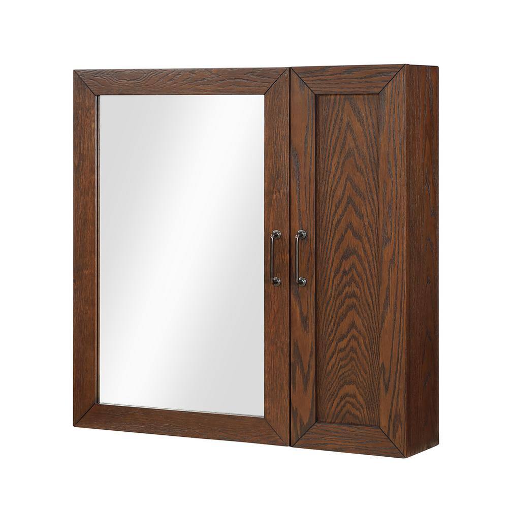 Home Decorators Collection Alster 30 in. W x 6.5 in. D x 30 in. H Rectangular Brown Oak Surface Mount Medicine Cabinet with Mirror TJ-0401MC3030BR