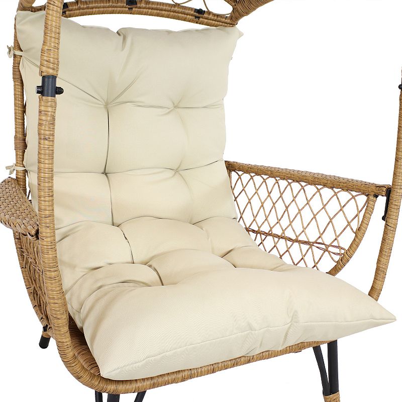 Sunnydaze Shaded Comfort Wicker Egg Chair With Legs - 56.5”