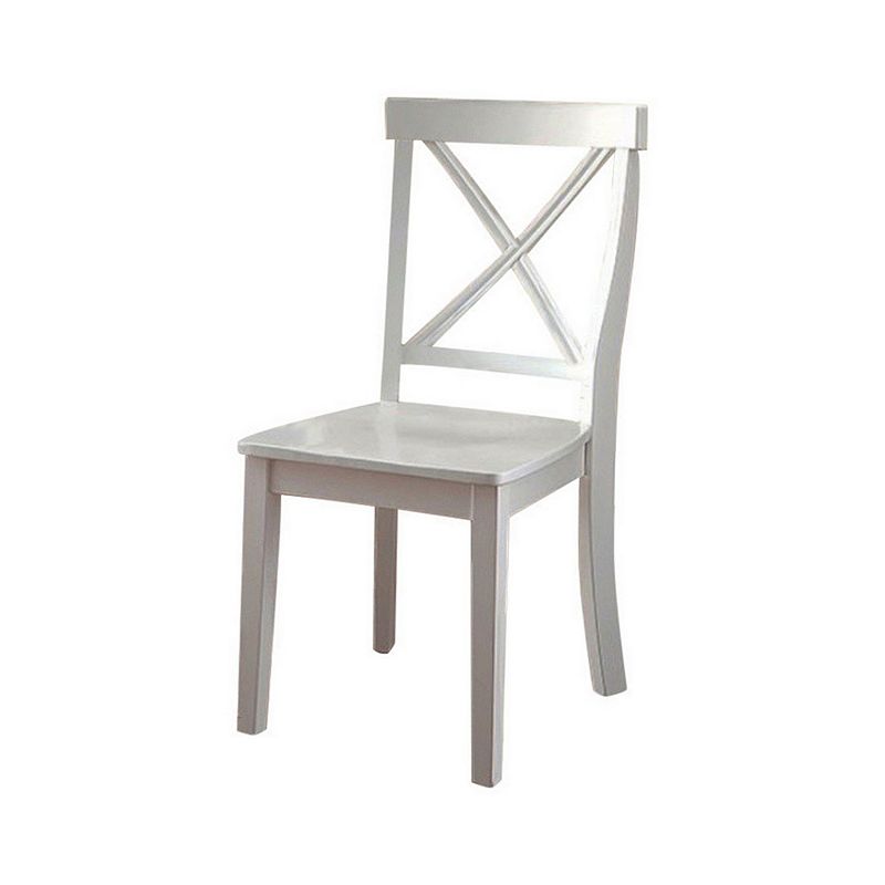 Wooden Armless Side chair， White， Pack of 2