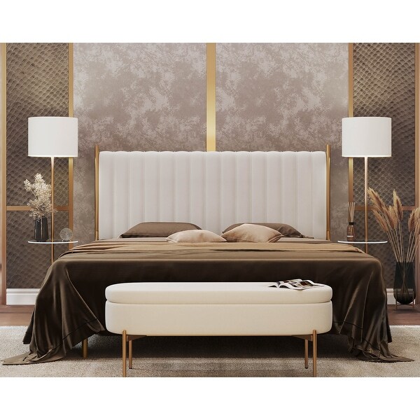 Silver Orchid Flohr Velvet Upholstered King Headboard - - 34656449