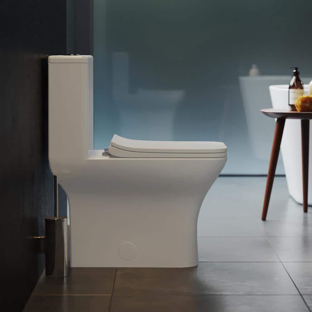 Swiss Madison Carre 1Piece 08128 GPF Dual Flush Square Toilet in White Seat Included