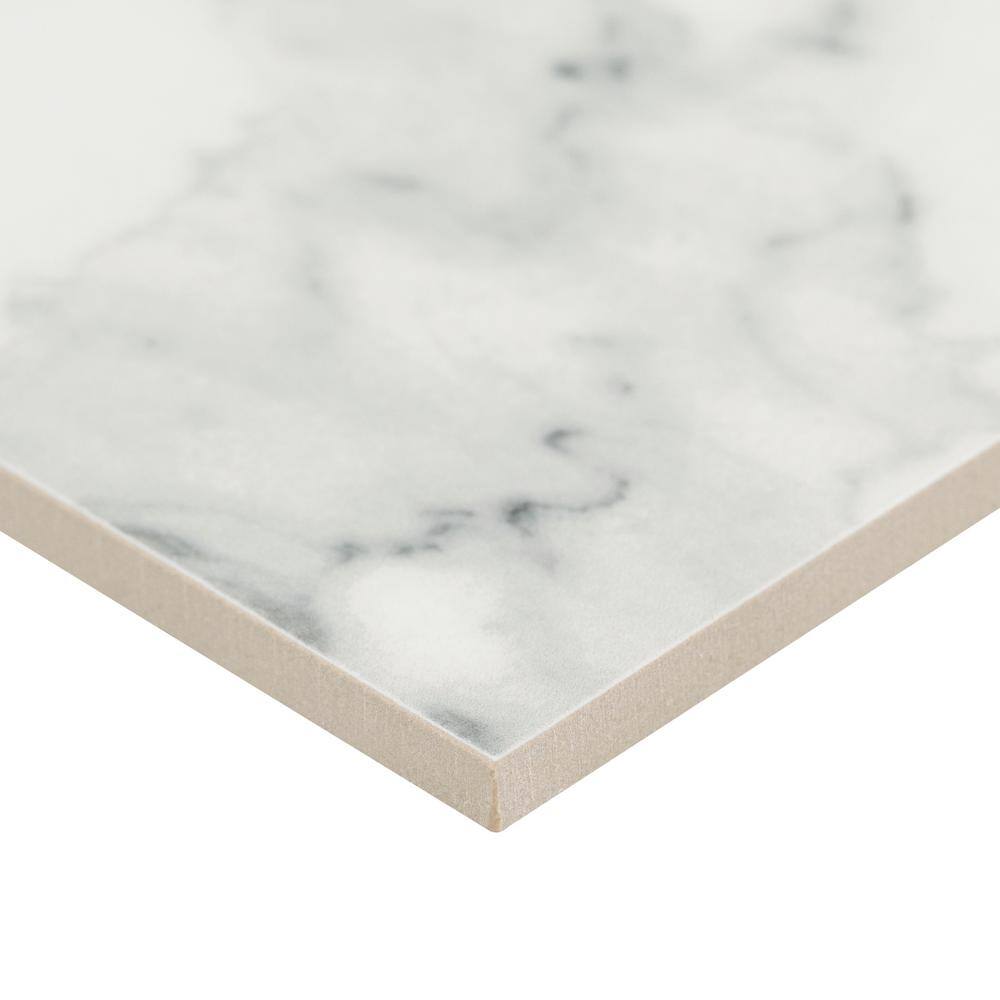 MSI Carrara Noire 16 in. x 32 in. Polished Porcelain Stone Look Floor and Wall Tile (14.20 sq. ft.Case) NHDCARNOI1632C