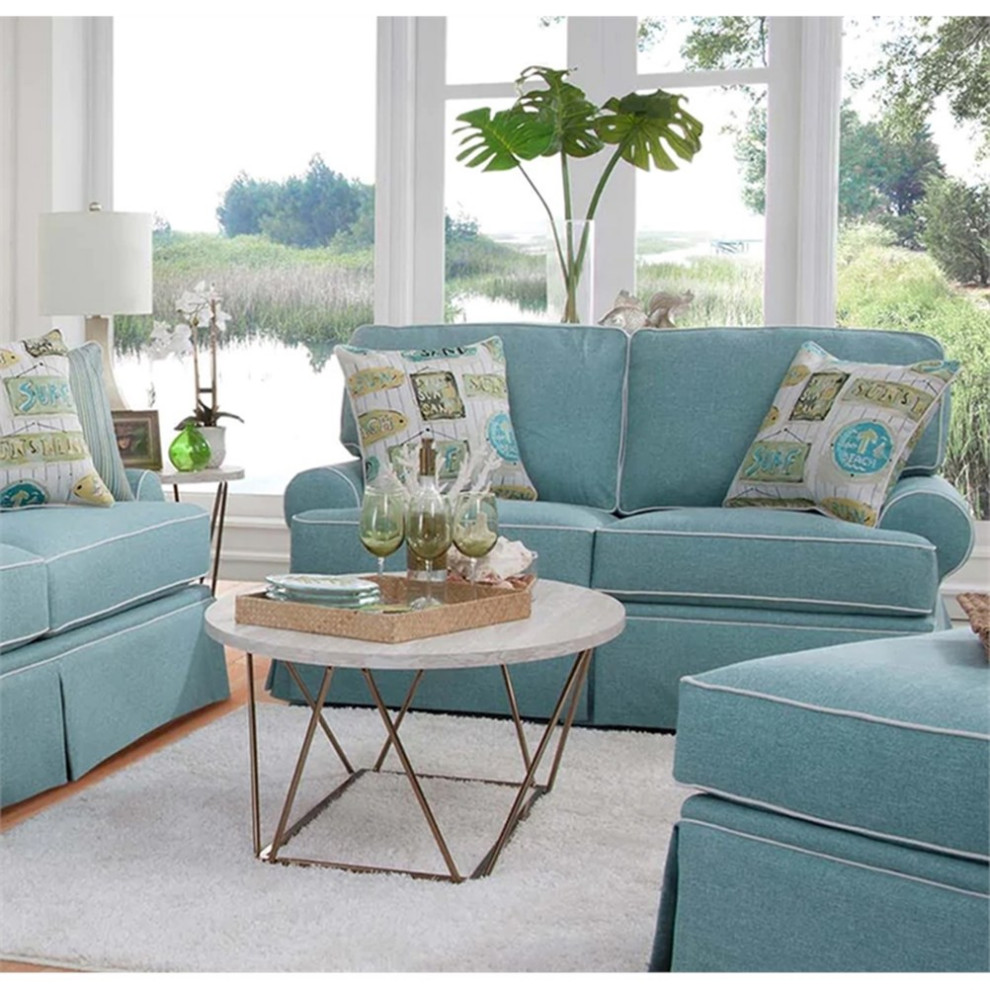 American Furniture Classics 8 020 S275A Coastal Aqua Series Loveseat   Contemporary   Loveseats   by Homesquare  Houzz