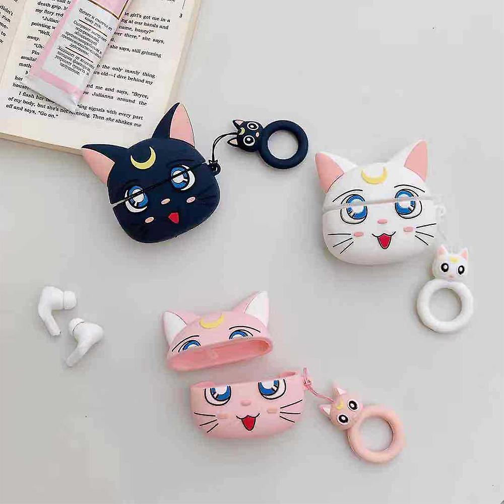 3d Earphone Case Protective Cover Case Compatible With Airpods Pro With Carabiner Cute Cat Cartoon Headphone Earpods Earbuds Silicone Cover Pink