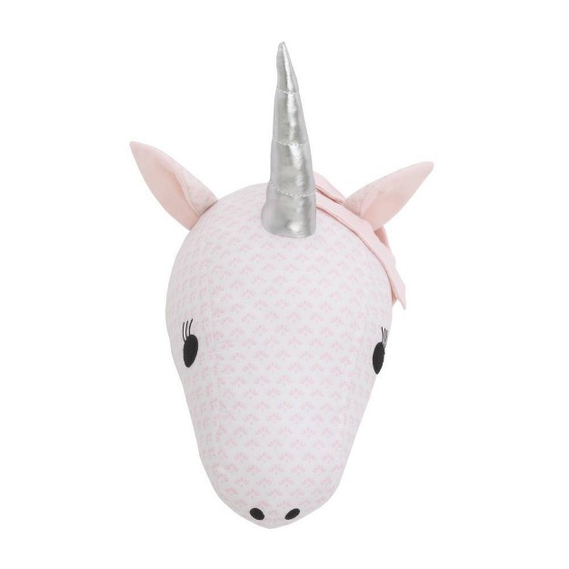 Nojo Unicorn Plush Head Wall D cor Pink And White