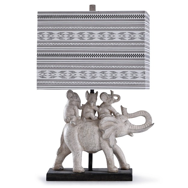 Dapple Family Of Elephants Table Lamp With Rectangle Shade Gray brown Stylecraft