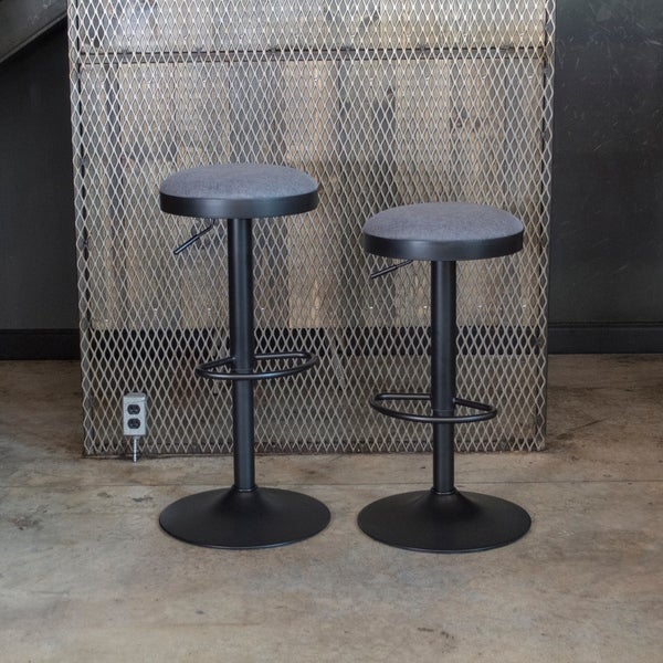 AmeriHome Classic Charcoal Gray Fabric Bar Stool Set