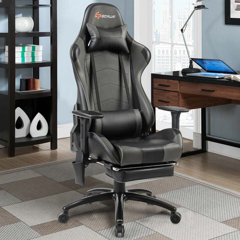 Massage Gaming Chair, Adjustable Ergonomic High-Back E-Sports Racing Chair, Swivel Office PC Chair with Footrest & Lumbar Support