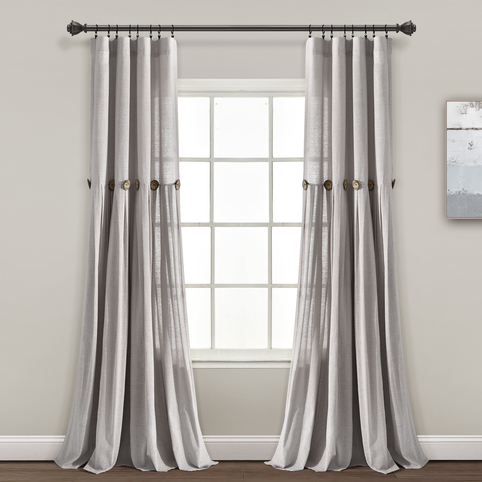 Linen Button Window Curtain Panel