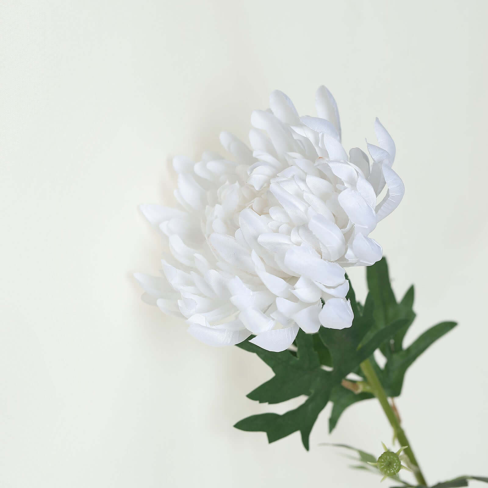 3 Stems White Artificial Silk Chrysanthemum Bouquet Flowers, Large Faux Mum Branches 27