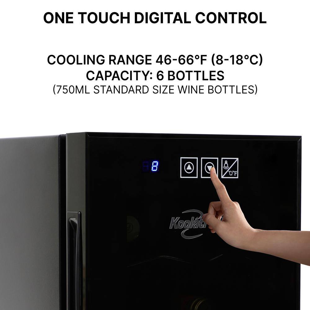 Koolatron 6 Bottle Wine Cooler Black 0.65 cu. ft. (16L) Freestanding Thermoelectric Wine Fridge WC06-ES