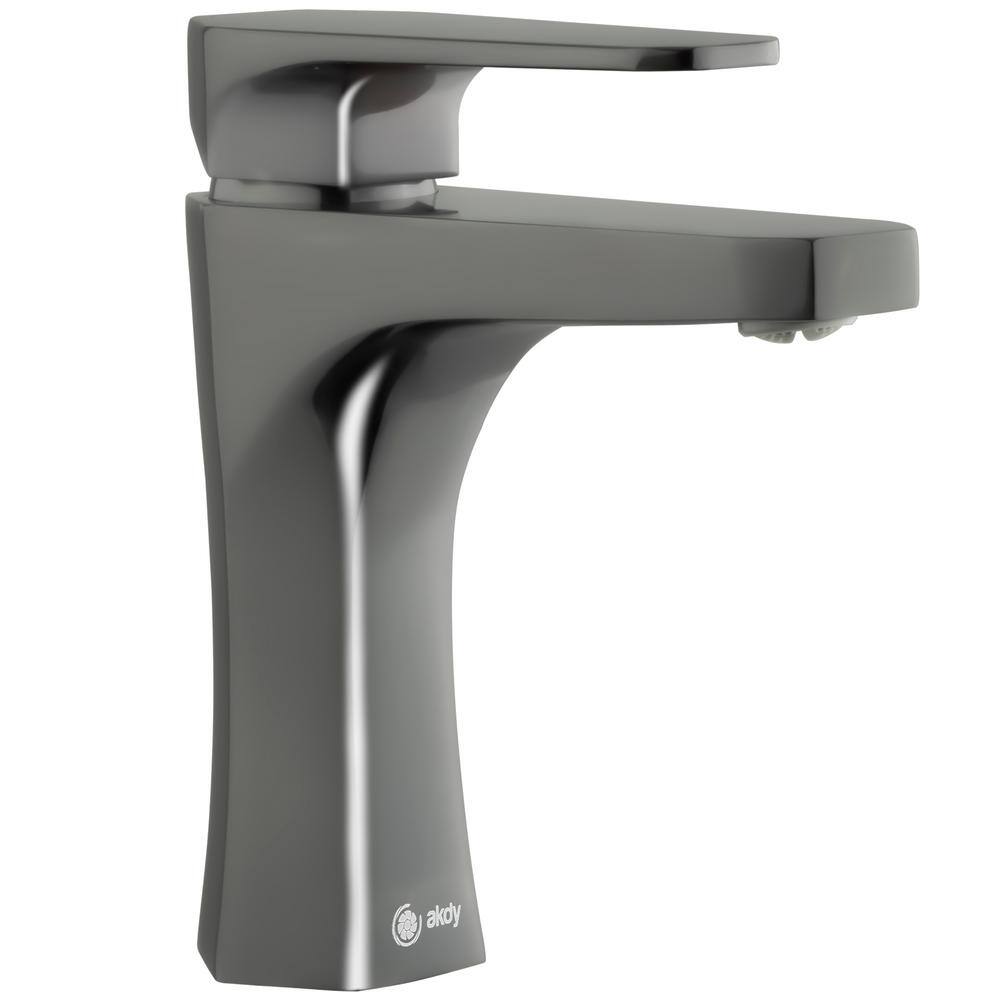 AKDY Single Hole Single-Handle Bathroom Faucet in Brushed Graphite Black BF004-6