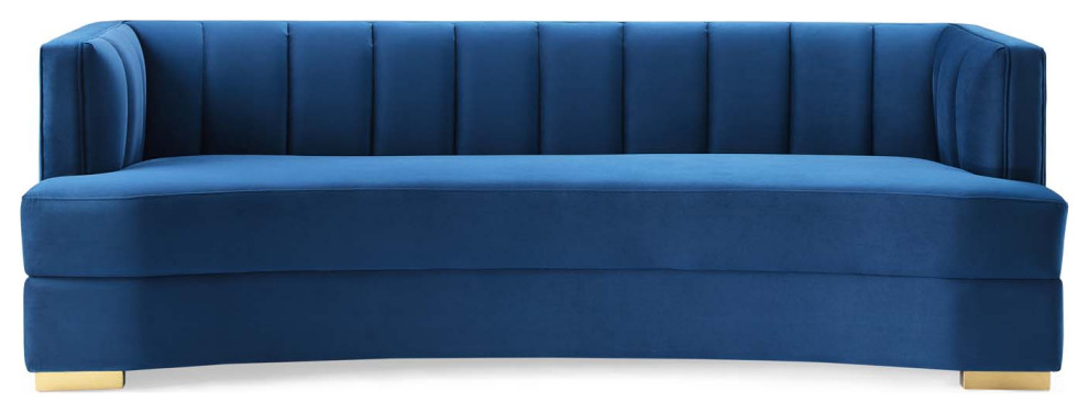 Encompass Channel Tufted Performance Velvet Curved Sofa   Contemporary   Sofas   by Trio Supply House  Houzz