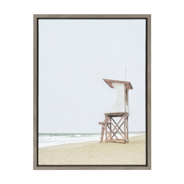 X 24 quot Sylvie Wood Ocean Beach Lifeguard Tower Framed Wall Canvas Gray Kate amp Laurel All Things Decor