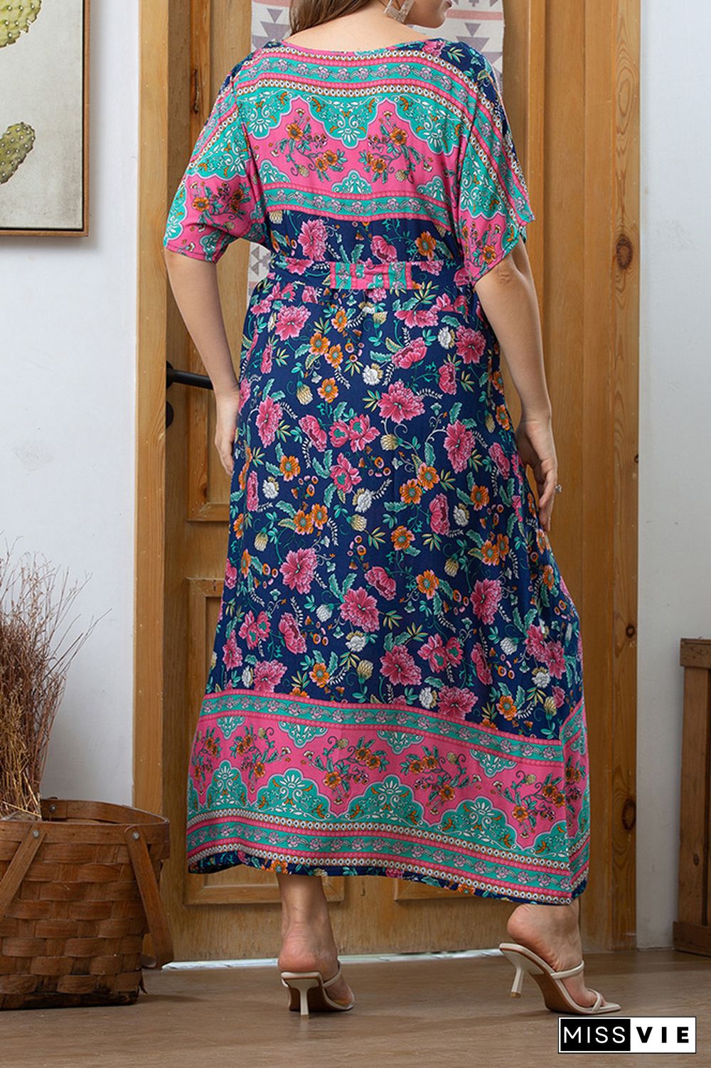 Plus Size Boho Floral Dress