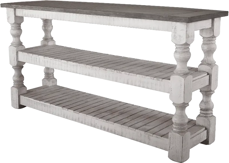 Stone Distressed White Sofa Table