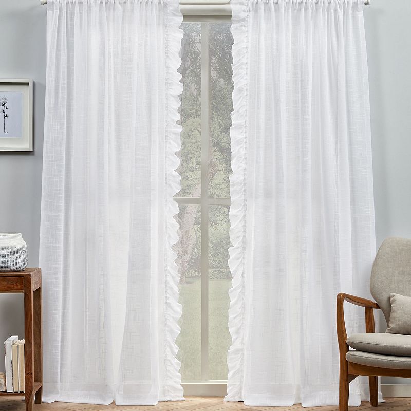 Exclusive Home 2-pack Jacinta Flippable Side Ruffle Sheer Rod Pocket Window Curtains