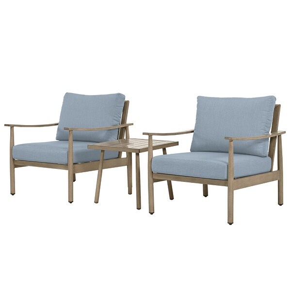 3Piece Aluminum Patio Conversation Set with Webbing Chair Back and Cushions