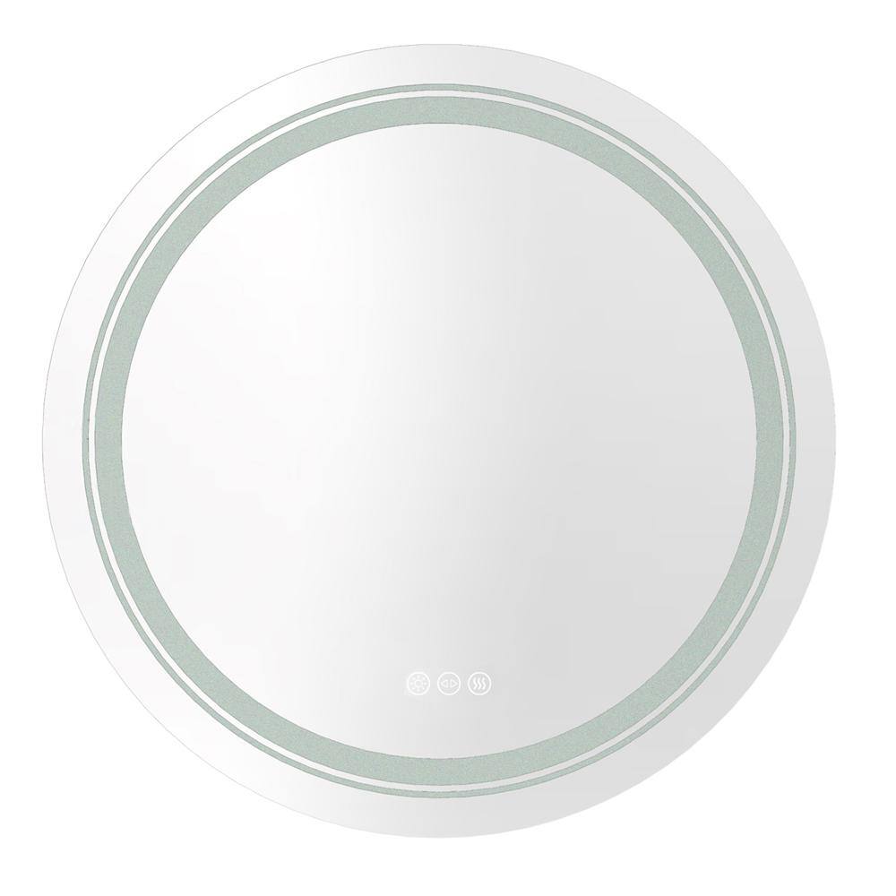 Wisfor 24 in. W x 24 in. H Large Round Frameless Light Dimmable Backlit Dual Front LED Wall Bathroom Vanity Mirror Super Bright XMR-Y28-618-US