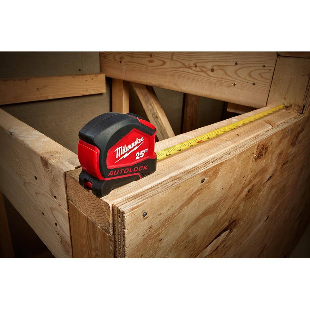 MW 13-in-1 Multi-Tip Cushion Grip Screwdriver with 25 ft. Compact Auto Lock Tape Measure 48-22-2880-48-22-6825