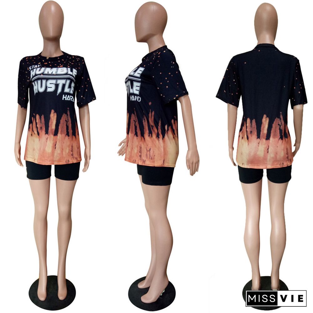 Hot Style Positioning Printed T-shirt and Shorts Two-piece Set