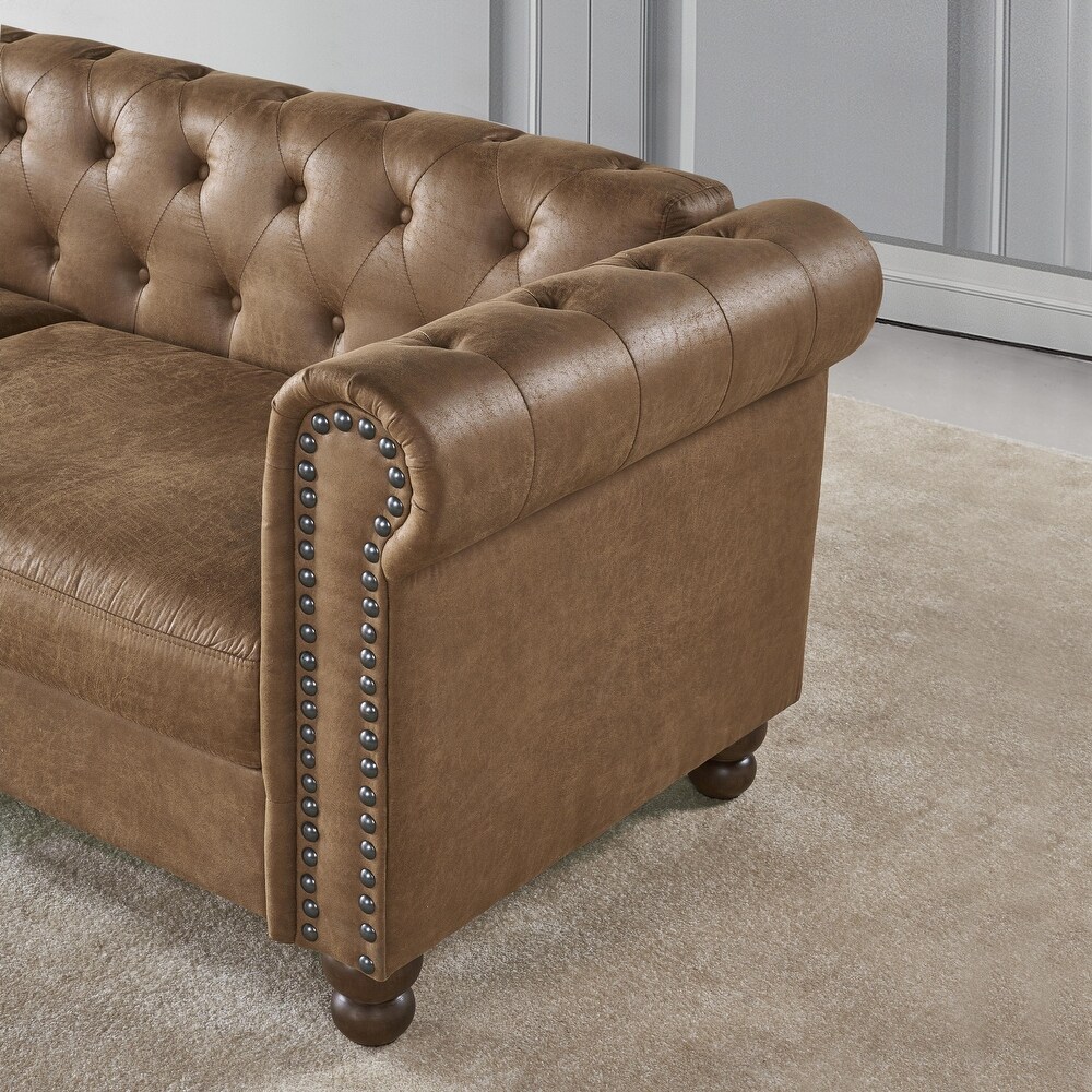 80 inch Tufted Fabric/Leather Chesterfield Sofa