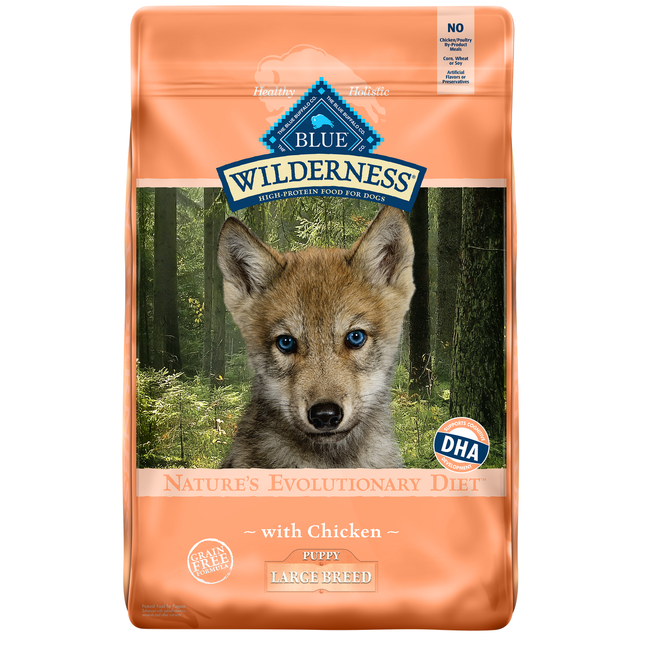 Blue Buffalo Wilderness Grain-Free Large Breed Puppy Chicken Recipe Dry Dog Food， 24 Lb. Bag