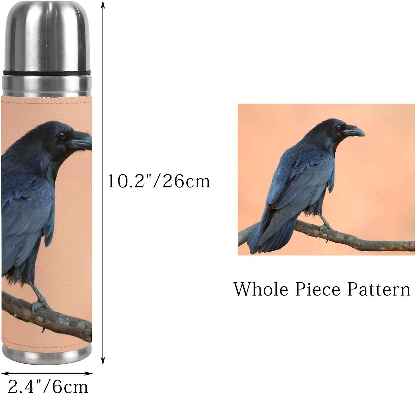 Insulated Mug Stainless Steel Water Bottle Common Raven On Orange Vacuum Cup Travel Mug For School Office